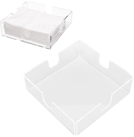 Mumusuki Servilletero Acrílico, Dispensador de Pañuelos de Mesa Transparente Cuadrado, Bandeja Decorativa para Servilletas para Cocina, Restaurante y Bar, MUMUSUKIS8C6O9RTGQ