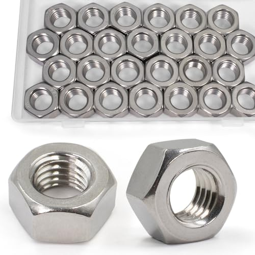 ZQZ 1/2-13 Hex Nuts,25 Pack 304 (A2-70) Stainless Steel Hardware Nuts,Standard Inch Coarse Thread Nuts