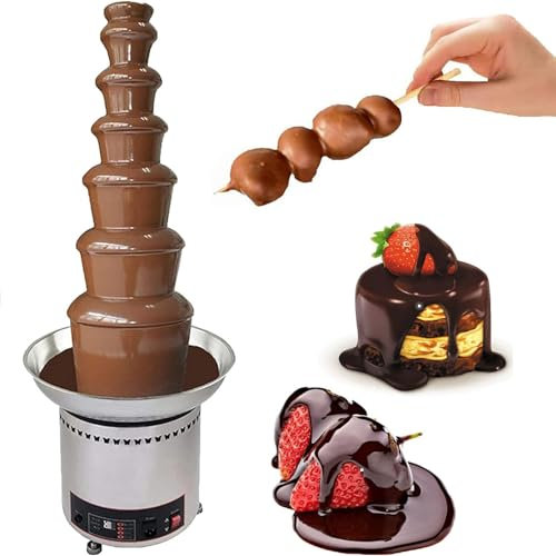 DPQYJPP Fuente de Chocolate Caliente de Acero Inoxidable, Derretir Chocolate para Fuente de Fondue, Máquina eléctrica para derretir Chocolate, para Fiesta de cumpleaños Celebración de Bodas,7Tier