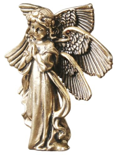 MUCKLILY Vintage Engel Statue Aus Messing Retro Figurine Für Elegante Tischdekoration Als Weihnachtsdeko Und Geschenkidee Für Jeden Anlass