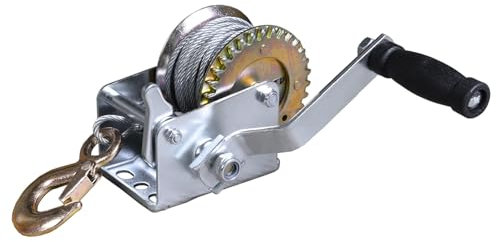 BIG RED ATRT1061CRR Torin Manual Hand Crank Winch: 26.3ft Steel Cable with 600lbs Capacity, Silver