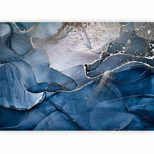 murando Fototapete selbstklebend Steinwand 441x315cm Foto Tapete Tapetenfolie Möbelfolie Wandverkleidung Motivtapeten Bildtapete 3d Effekt Marmor Marmoroptik Abstract Blautönen a-B-10097-a-a