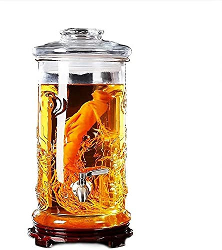 Dispensador de bebidas Dispensador de cerveza, Dispensador de bebidas de vidrio con barril de cerveza|Dispensador de bebidas frías| Grifo sin fugas | Tapa de vidrio | Base estable| 5L,6L| Borrar|