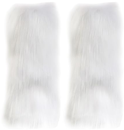 BEAHING Faux pelzige Beinwärmer 1 Paar 15,7 Zoll Fuzzy Beinwärmer für Frauen Winter warme Fellstiefel Manschetten für Weihnachten, Halloween, Hippie -Kostüm
