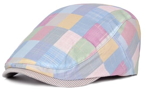 AWOCAN Casquette plate en coton pour homme - Béret d'été - Lierre Gatsby - Casquette de conduite réglable et respirante, Style 3 - Rose, 4