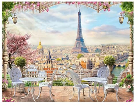 DCIDBEI 50 x 40 cm Diamond Painting 5D komplettes Set Pariser Landschaften, DIY Diamantmalerei, Eiffelturm, runder Kreuzstich, Diamant, Stadt, perfekt für die Dekoration der Wand, des Hauses,
