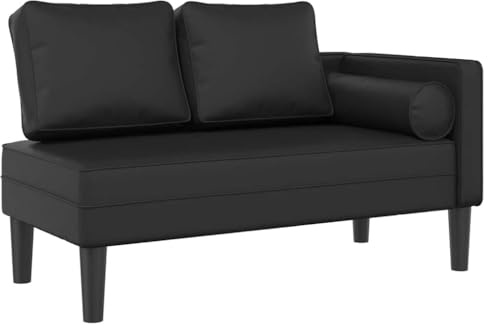 vidaXL Chaiselongue mit Kissen Schwarz Kunstleder