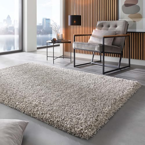 Taracarpet Shaggy Hochflor Langflor Teppich Twilight Luxus Qualität aus Belgien geeignet fürs Wohnzimmer Schlafzimmer und Kinderzimmer 6699 Silber grau Weiss 160x230 cm