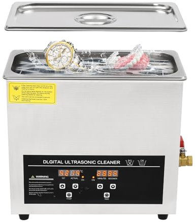 6.5L Commercial Ultrasonic Cleaner 180W 40KHz Ultrasonic Jewellery Cleaner Stainless Steel Professional Ultrasonic Cleaner with Digital Control Panel for Jewelry, Glasses, Watch, D-entures, Parts