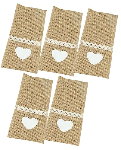 Cabilock Borsa Portaposate in Lino Pizzo Vintage 5 Pezzi Beige