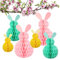 Deepton 6 Pcs Easter Honeycomb Decorations, Easter Hanging Decorations, Easter Bunny Decorations, Paper Rabbit Honeycomb Ball, Easter Decorations for Easter Party Table Decor (Pink, Blue, Yellow)