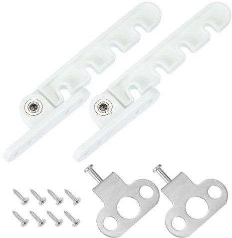 sourcing map Window Restrictor Latch Window Safety Lock Stopper, Limit Stay Adjustable Casement Window Limiter with 5 Slots for Inward Opening Window, White (2 Set, 43mm)