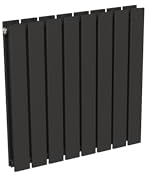 Radiateur noir mural eau chaude horizontal en acier double lame | 60 x 60 cm 883 Watt chauffage central | 4 raccordements 15x21 (1/2) série NYTIA by NOYON & THIEBAULT
