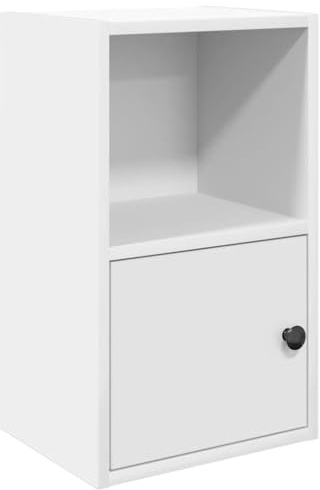 Makastle Bücherregal Klein mit Tür und Fächer, Standregal DVD Regal Aufbewahrungsregal Büroregal Aktenregal für Wohnzimmer Arbeitszimmer Büro, Weiß 31x24x52 cm Holzwerkstoff