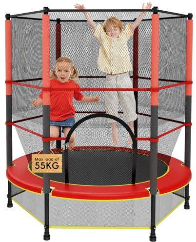 Kinder Trampolin Jumper 140cm, Inklusive Sicherheitsnetz mit Reißverschluss, Rahmenpolster & Bodennetz - Indoor/Outdoor Gartentrampolin bis 55kg belastbar, Kindertrampolin ab 3 Jahre