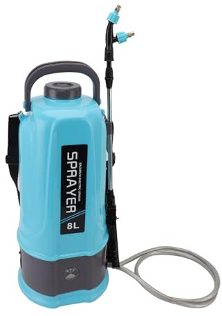 Pulvérisateur de sac à dos à piles - Pression réglable - Pulvérisateur électrique agricole avec 5 buses pour désherber - Nettoyage de la pulvérisation (prise UE 8 l)