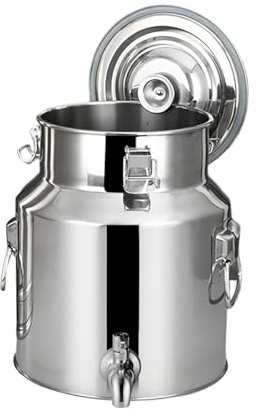 KELUNIS Lechera De Acero Inoxidable De Alta Resistencia Jarra De Leche HerméTica De Acero Inoxidable Con Tapa Y Grifo Para Almacenar LíQuidos Y SóLidos,5L