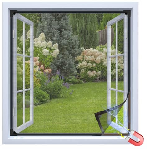 DTY - Zanzariera magnetica per finestra, con cornice magnetica, 120 x 130 cm, facile da montare senza forare, da insetti, mosche, zanzare nella stanza