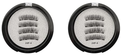 Booso PestañAs MagnéTicas con 4 Pares de Imanes de Fibra Artificial MagnéTicos con Rizador de PestañAs 24P-4