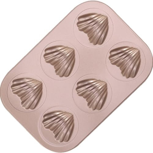 Abbdbd Madeleine Mold Cake Pan, 6 Hole Heart-shaped Madeline Bakeware Cake Dessert Tray Non-stick Carbon Steel Baking Tin Cake Pan
