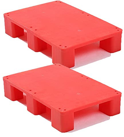 Kunststoff-Paletten-Aufbewahrungsregale, 1100 lb. Kapazität: Stark und langlebig, Lagerung in Restaurant, Küche, Garagen, 1 Packung (Farbe: Rot, 2 Stück, Größe: 80 x 80 x 12 cm)