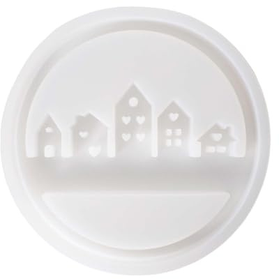 1 Stück Silikonform Haus Rund, X564, 20x20x1,5 cm, Hochwertige Silikonformen Gießformen für Kerzen & Gips, DIY Deko & Geschenk