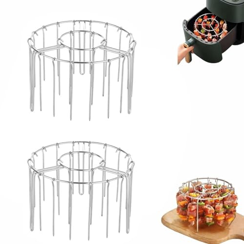DEEguess Lot de 24 Brochettes Verticales en Acier Inoxydable, Grille Ronde Multifonctionnelle Suspendue pour Friteuse à Air, IdéAles pour Le Barbecue Et La Cuisine