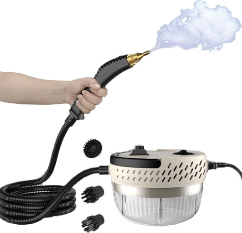 Macchina per la pulizia a vapore, portatile, con capacità di 1400 ml e 8 accessori, regolazione a 6 velocità, funzione intelligente anti-bruciatura a secco per tappeti, WC, pavimento, forno