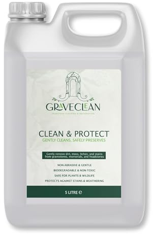 GraveClean Headstone Cleaning, Natural Stone Safe, 5L Spray Bottle, for Marble, Granite, Sandstone