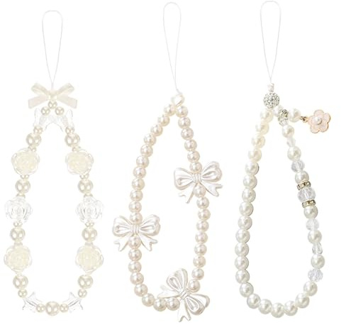 JOOTUEPO 3 Pezzi Cordino per Cellulare da Polso, Laccio per Cellulare, Lanyard Perline Telefono Universale Cinturino da Polso per Donne Ragazze Fotocamere, Chiav, Telefono