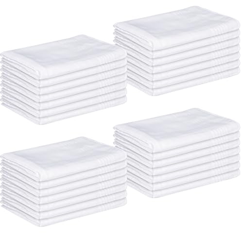 Taschentücher Herren, 60 Stück Stofftaschentücher Set, 100% Baumwolle,Traditionelle Taschentücher Stoff Herren Handkerchief, Wiederverwendbar Herrentaschentücher, 40cm x 40cm,Maschinenwaschbar,Weißes