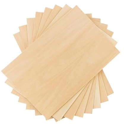 Unbearbeitete Holzplatten 10 Stück 15x10cm Lindenholzbretter - 2mm dünne, unbehandelte Holzplatten for Bastel- und Modellbau, dekorative Holzspäne