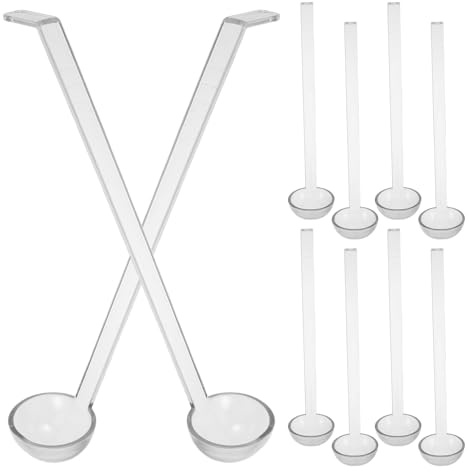IMIKEYA 10 cucharones para servir salsas - Cucharas transparentes para ponche, ideales para buffets y catering - Utensilios transparentes de mango largo para cocinar sopas, ensaladas, salsas, gravy,
