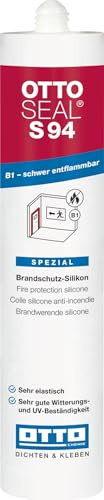 OTTO-SEAL S 94 Mastic d'étanchéité professionnel en silicone B1 pour joints, vitrage, métal, verre, béton, intérieur et extérieur, réticulation neutre, sans MEKO, résistant aux UV et aux intempéries
