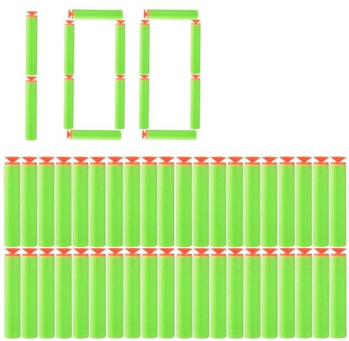 Saugnapf Pfeile, 100Pcs Saugnapf Darts Nachfüllpack Für Nerf N-Strike Elite Series Blasters, 7 cm Länge, 1,3 cm Durchmesser, Grün