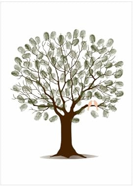 UJEDFHV Arbre à Empreintes de Mariage Livre d'or de Mariage, Toile d'arbre à Empreintes digitales, Affiche d'art Mural, Cadeau, Signature, Souvenir for décoration fête(Color04,50x70cm 20x28inch)