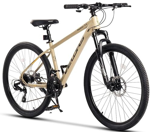PVY VTT 26 pouces pour adulte 150 à 165 cm, dérailleur 21 vitesses, freins à disque mécaniques, VTT Hardtail avec fourche de suspension de 100 mm, charge de 120 kg, 85 % pré-monté, noir olive