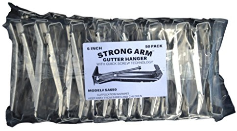 Quick Screw 6 50 Pack Heavy Duty Hidden Rain Gutter Bracket Hook Hangers with Clip Strong Arm Brand