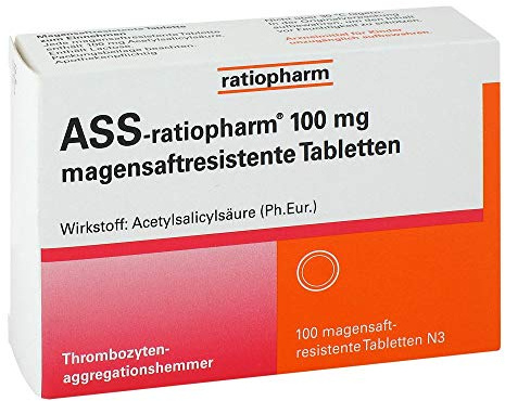ASS-ratiopharm 100 mg magensaftresistente Tabletten,100St