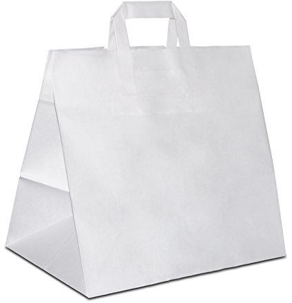HUTNER 100 x Bäckertüten weiß 26+17x25 cm | Papiertüten extra breiter Boden | Konditortaschen Papier | Take Away Tüten