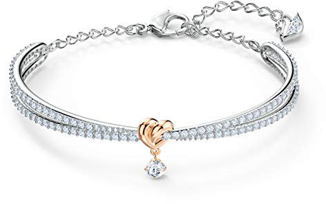 Swarovski Bracciale rigido Lifelong Heart, Cuore, Bianco, Mix di finiture