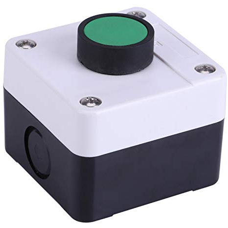 Buachois IP54 Wasserdichte Drucktastenschalter, 400V 5A Sicherheitsschalter | Wetterfester Grüner Steuerbox Momentausschalter Aufputz Druckknopf für Toröffner Industriemaschine Elektrischer Schutzkasten