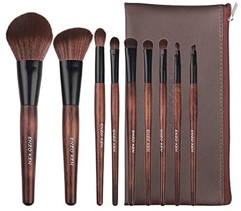 Bamboo Makeup Brushes Set Professional, Sable Makeup Brush Set with Case by Luxury ENZO KEN, Cosmetic Brushes Makeup Set, Make up Brushes Set Professional, Natural Hair Makeup Brush Set Professional.