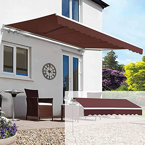 0℃ Outdoor Markise Einziehbare Gelenkarmmarkise mit Einstellbarem Winkel, Sonnenschutz Markise mit Handkurbel Sonnenschutz, Anti-UV & Wasserfest, aus Metall & Polyester, für Balkon Terrasse,5x2m