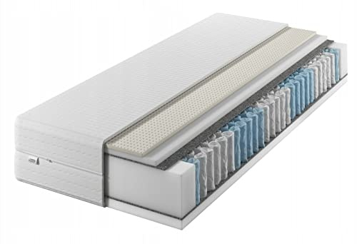 IZER Matratze 100x200 24 cm Taschenfederkern Härtegrad H3 H2 7 zonen Bett Matratzen 2 in 1 Latex Rollmatratze Komfortschaum