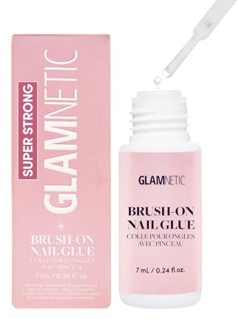 Glamnetic Super Strong Brush On Nail Glue | Brush Tip Applicator, Mess Free, Travel Friendly, Vegan | Durable & Long-Lasting | .24 oz