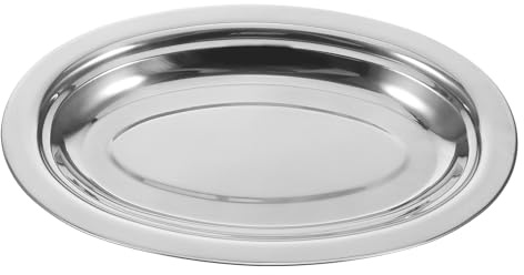 Hemoton Oval Stainless Steel Steamed Fish Dish 11.02 Inch Serving Plate for Kitchen Steaming and Food Presentation Durable Metal Snack and Food Steamer Plate