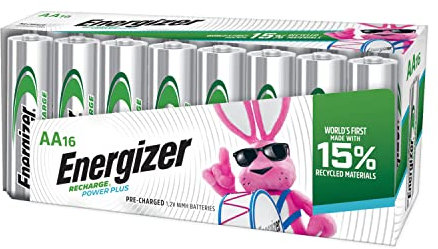 Energizer Power Plus Rechargeable AA Batteries (16 Pack), Double A Batteries