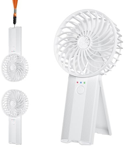 Wastou Handfläkt, uppladdningsbar USB-tyst minifläkt, bärbar Cleiner handfläkt med 4 hastigheter, batterifläkt för sovrum, kontor, resor