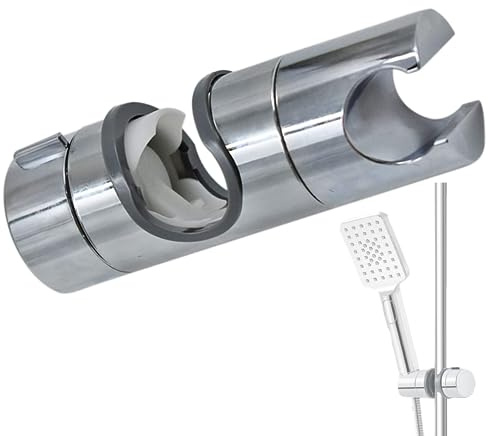 18-25MM O.D. Rail Adjustable Shower Head Holder for Slide Bar, Universal Head Bracket Holder for Slide Bar Slider Clamp Bathroom Replacement 360° Swivel Sprayer Holder,Plated